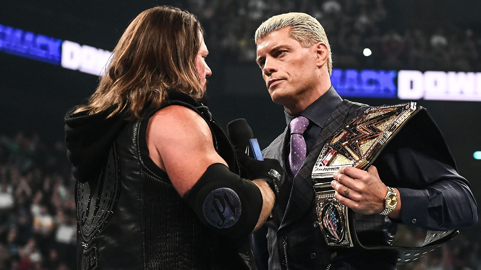 Cody Rhodes and AJ Styles ahead of their championship match.