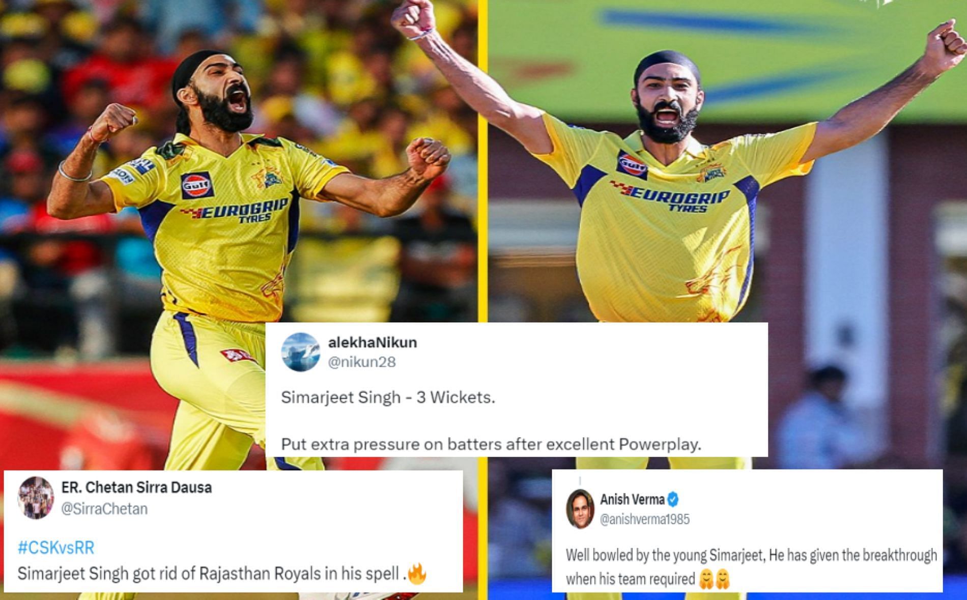 Simarjeet delivered a power-packed performance with the ball against RR [Credit: CSK Twitter handle]