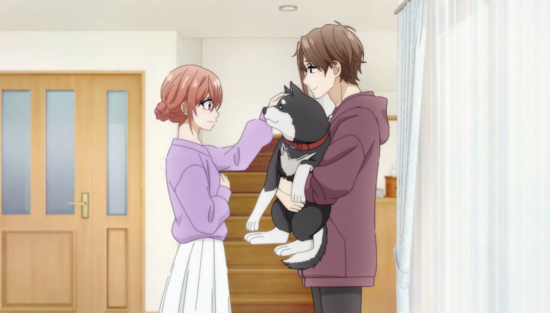 Asami pets Sohei&#039;s dog (Image via East Fish Studio)