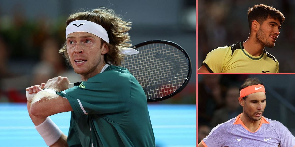 Andrey Rublev has never lost to Carlos Alcaraz and Rafael Nadal on clay