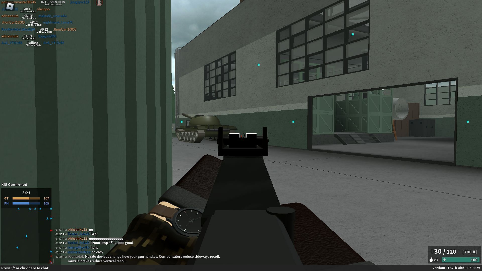 Aiming while recovering from a slide (Image via Roblox)