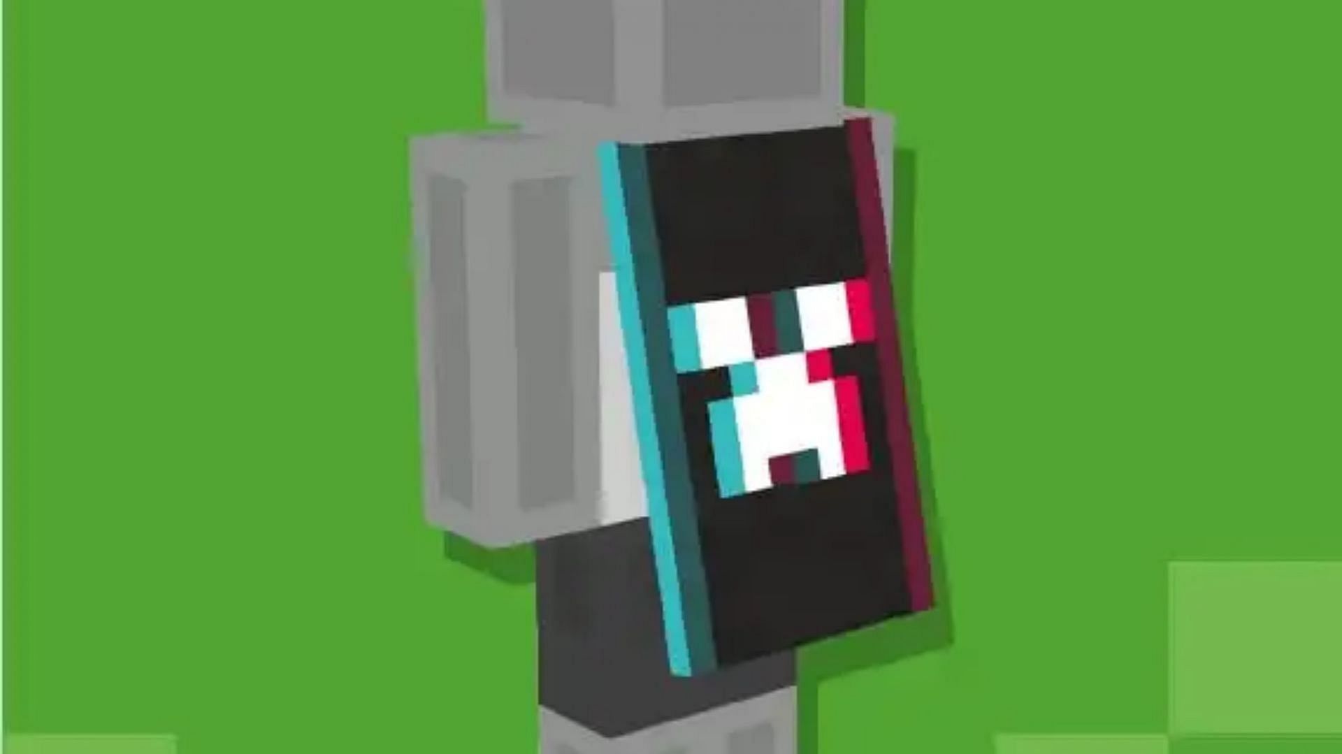 The TikTok cape has a black background with a creeper face (Image via Mojang Studios)