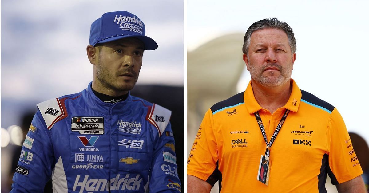 McLaren boss Zak Brown (R) praised Kyle Larson (L) despite a fateful Memorial Day Weekend (Image: Getty)