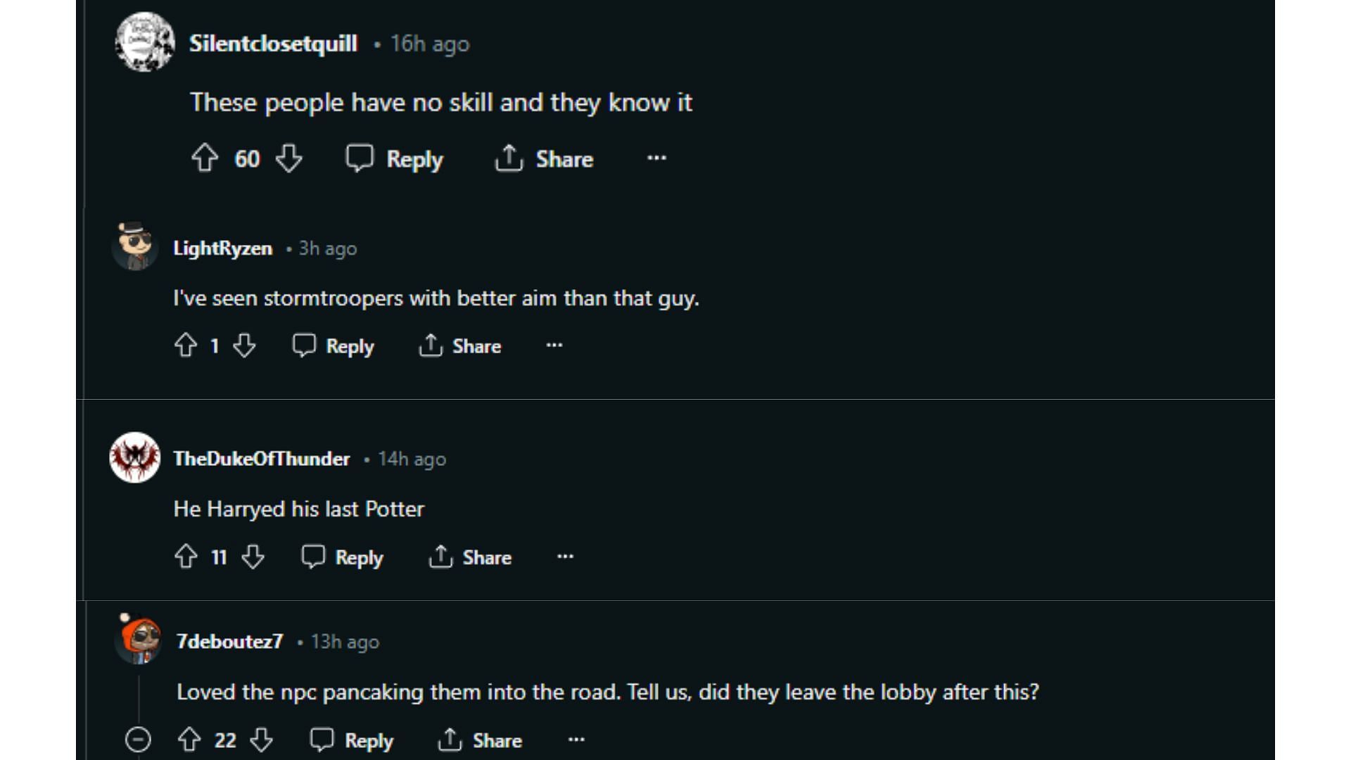 A collage of few comments on G-man69420&#039;s post (Image via Reddit)