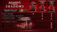 Assassin's Creed Shadows all editions comparison (Image via Ubisoft)