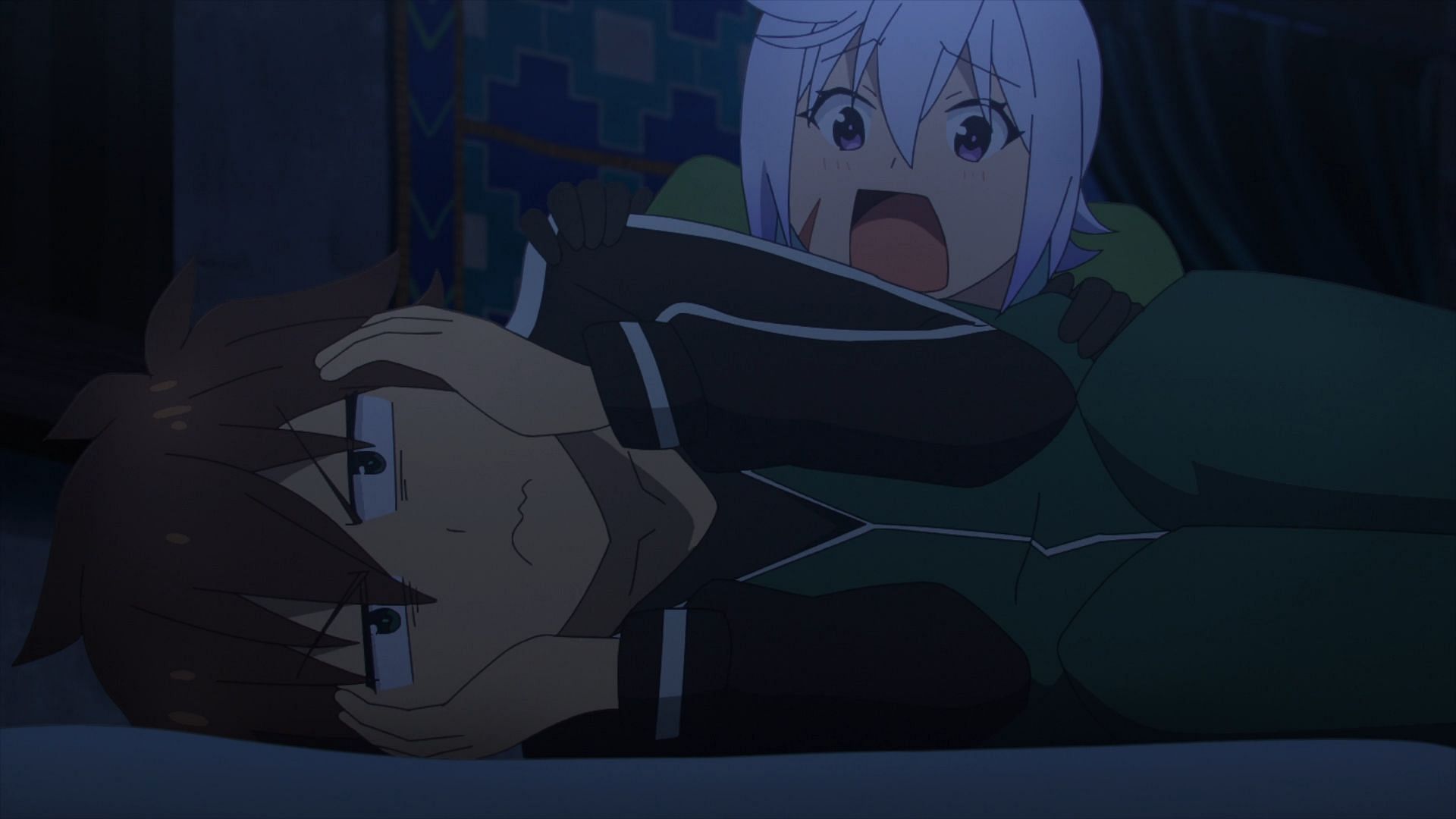 Chris finally convinces Kazuma to help her in Konosuba season 3 episode 6 (Image via Drive)