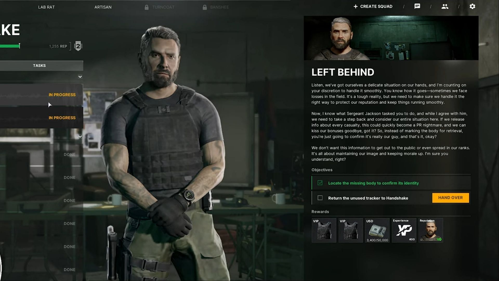 Mission details for Left Behind in Gray Zone Warfare (Image via Madfinger Games)