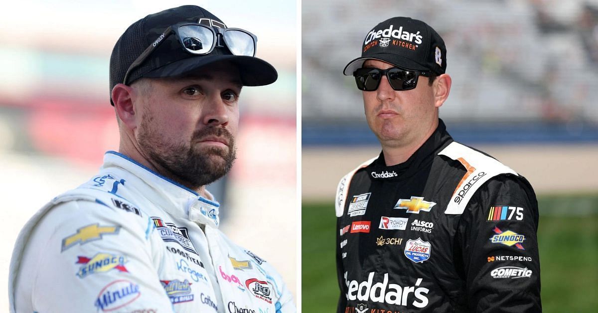 Ricky Stenhouse Jr. (L) gets into a violent exchange with Kyle Busch (R) after NASCAR All-Star Race at North Wilkesboro Speedway