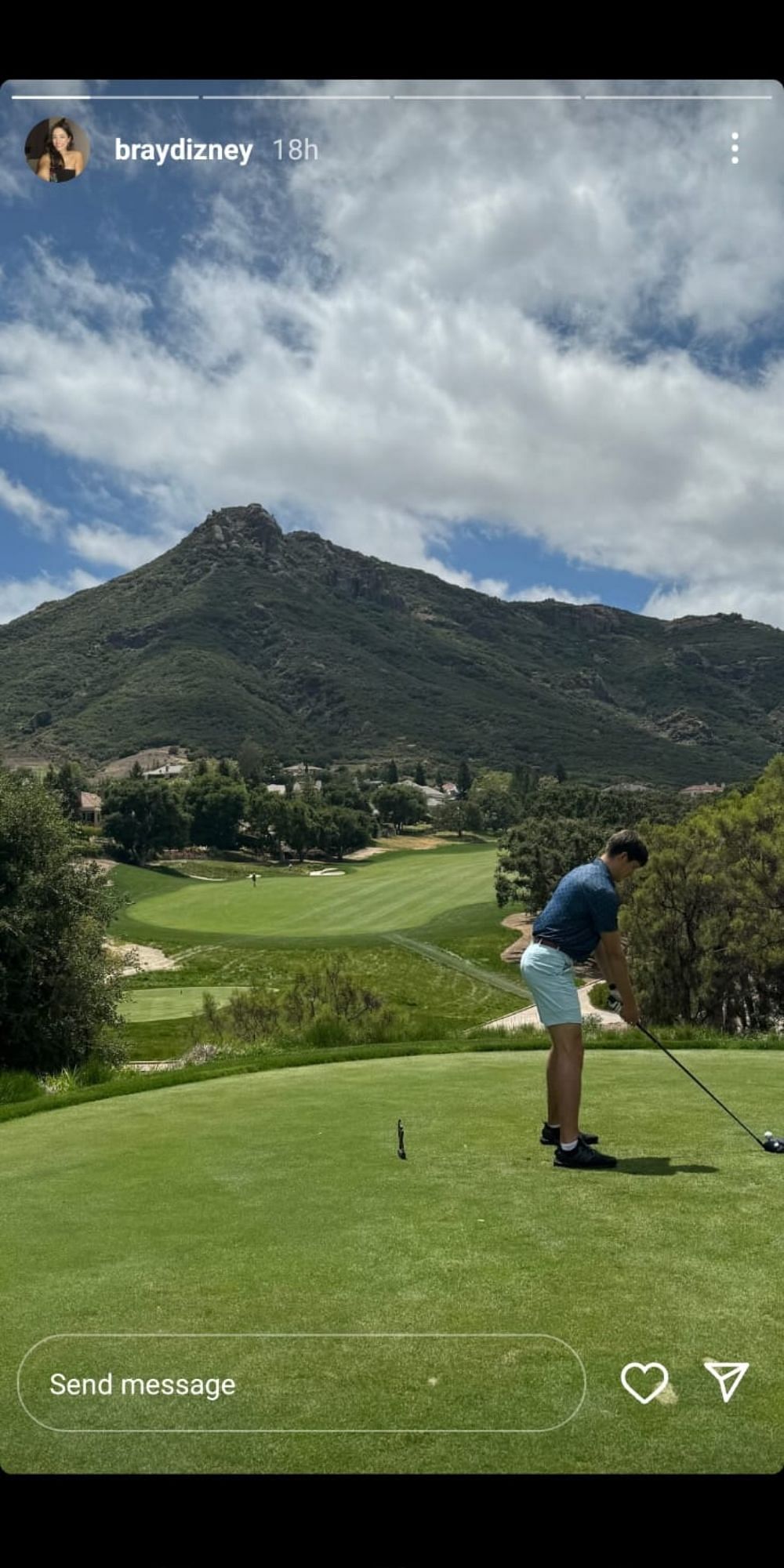 Sheppard teeing off the golf adventure.