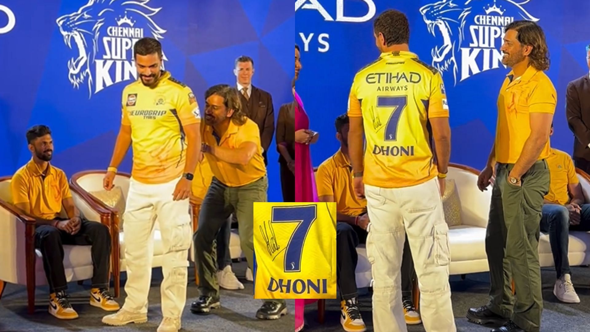 MS Dhoni interacts with Angad Bedi, signs latter