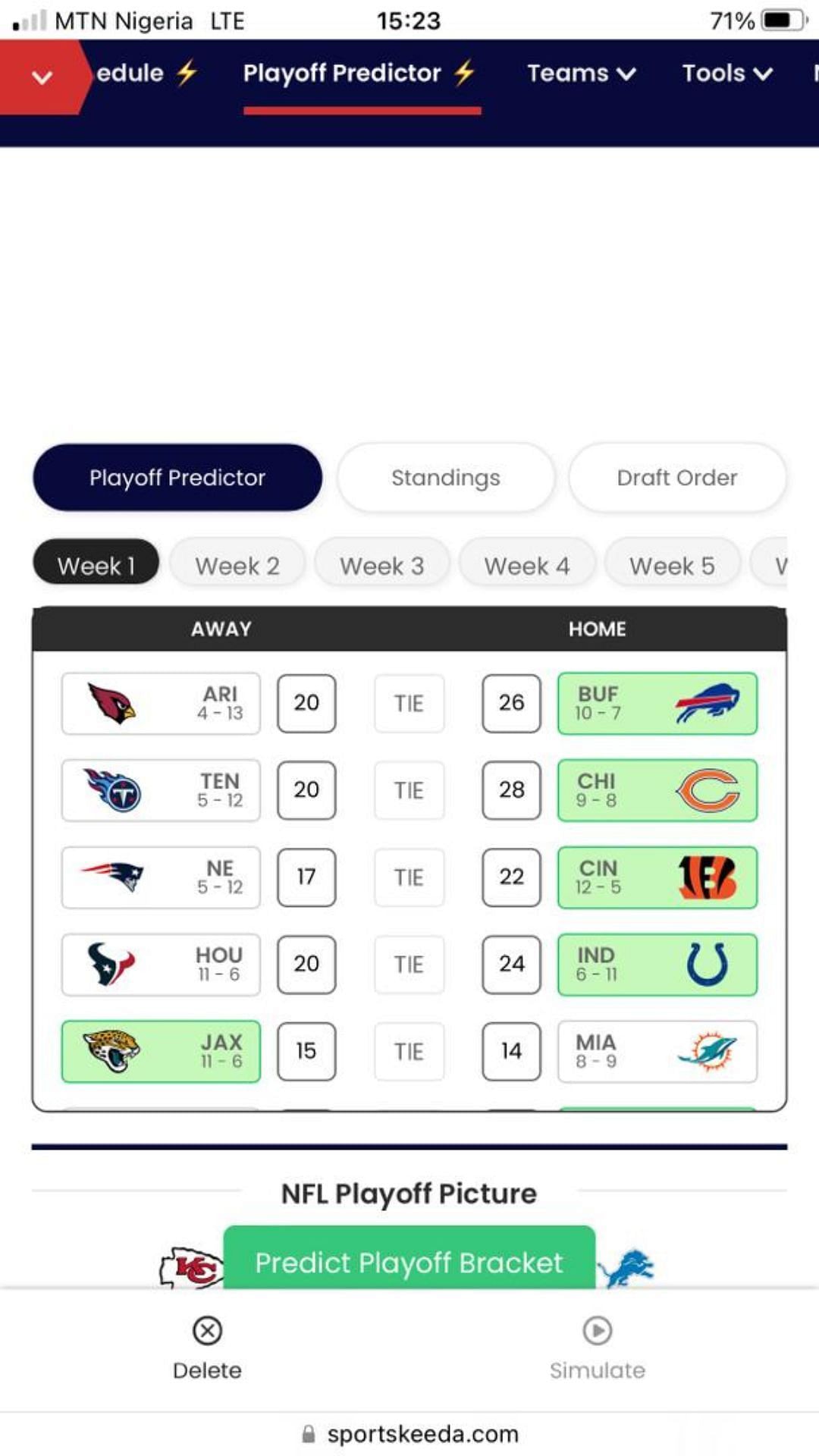 Sportskeeda Playoff Predictor 1