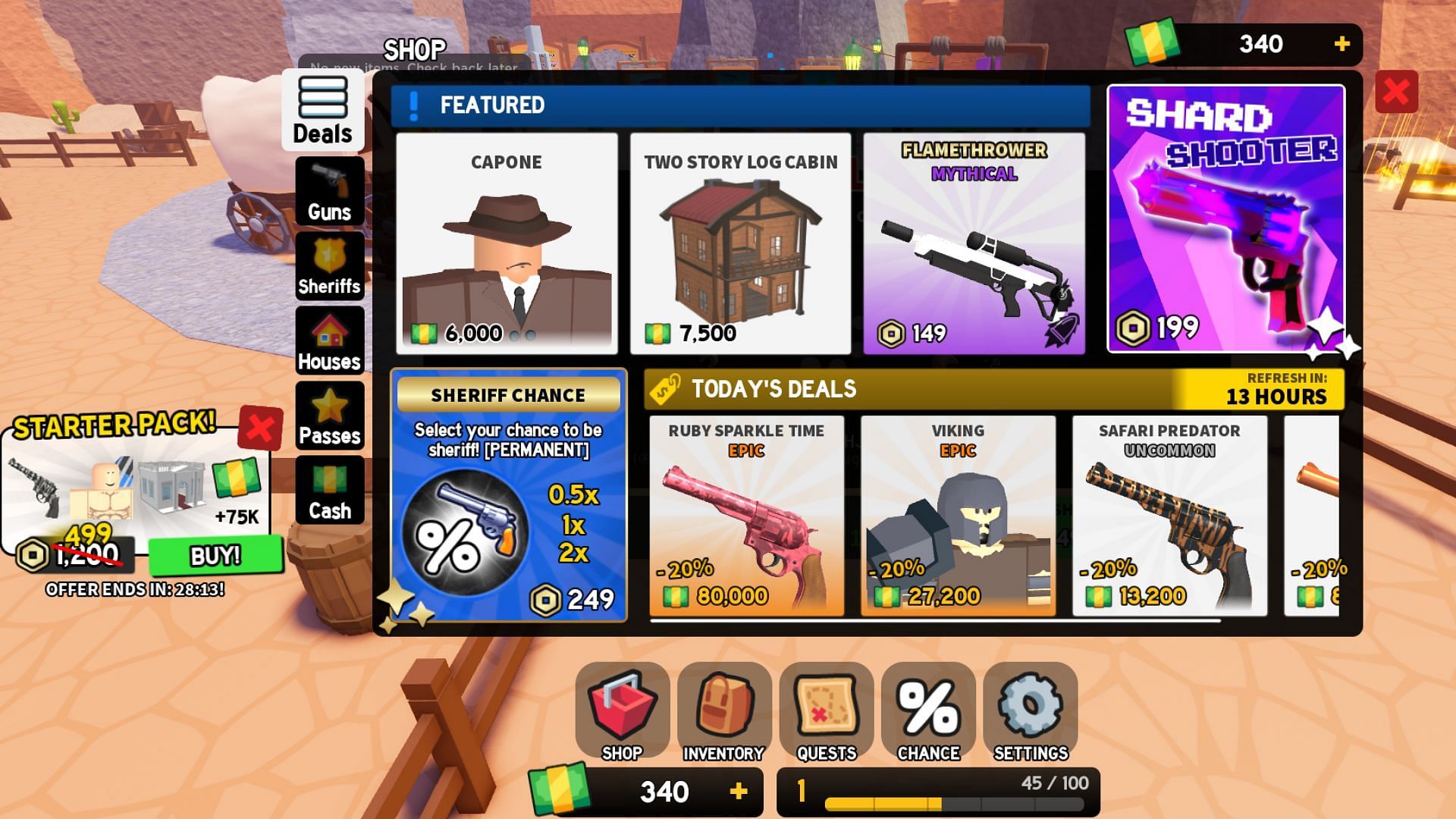 Shop for all the items required for winning in Be NPC or Die (Image via Roblox)