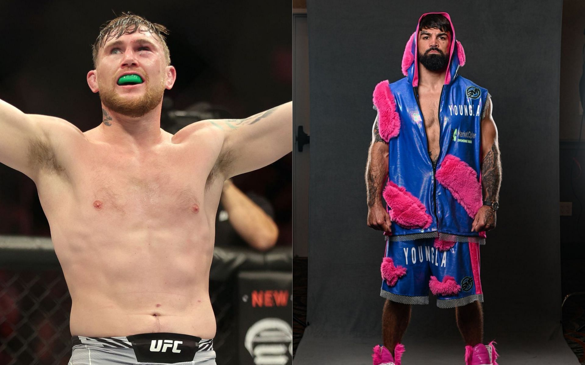 Darren Till (left) gives his thoughts on Mike Perry (right) and the BKFC [Photo Courtesy @platinumperry on X and Getty Images]