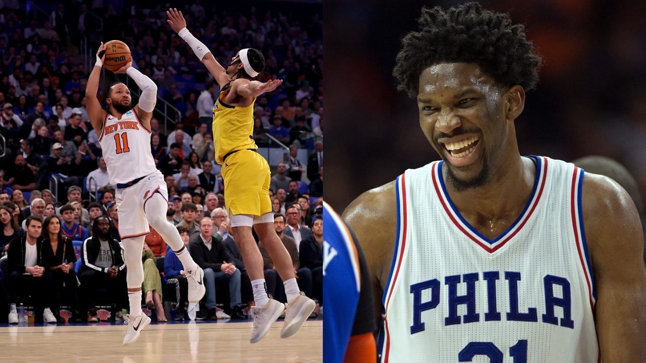 Joel Embiid reacts to head-scratching calls in Pacers-Knicks Game 1.