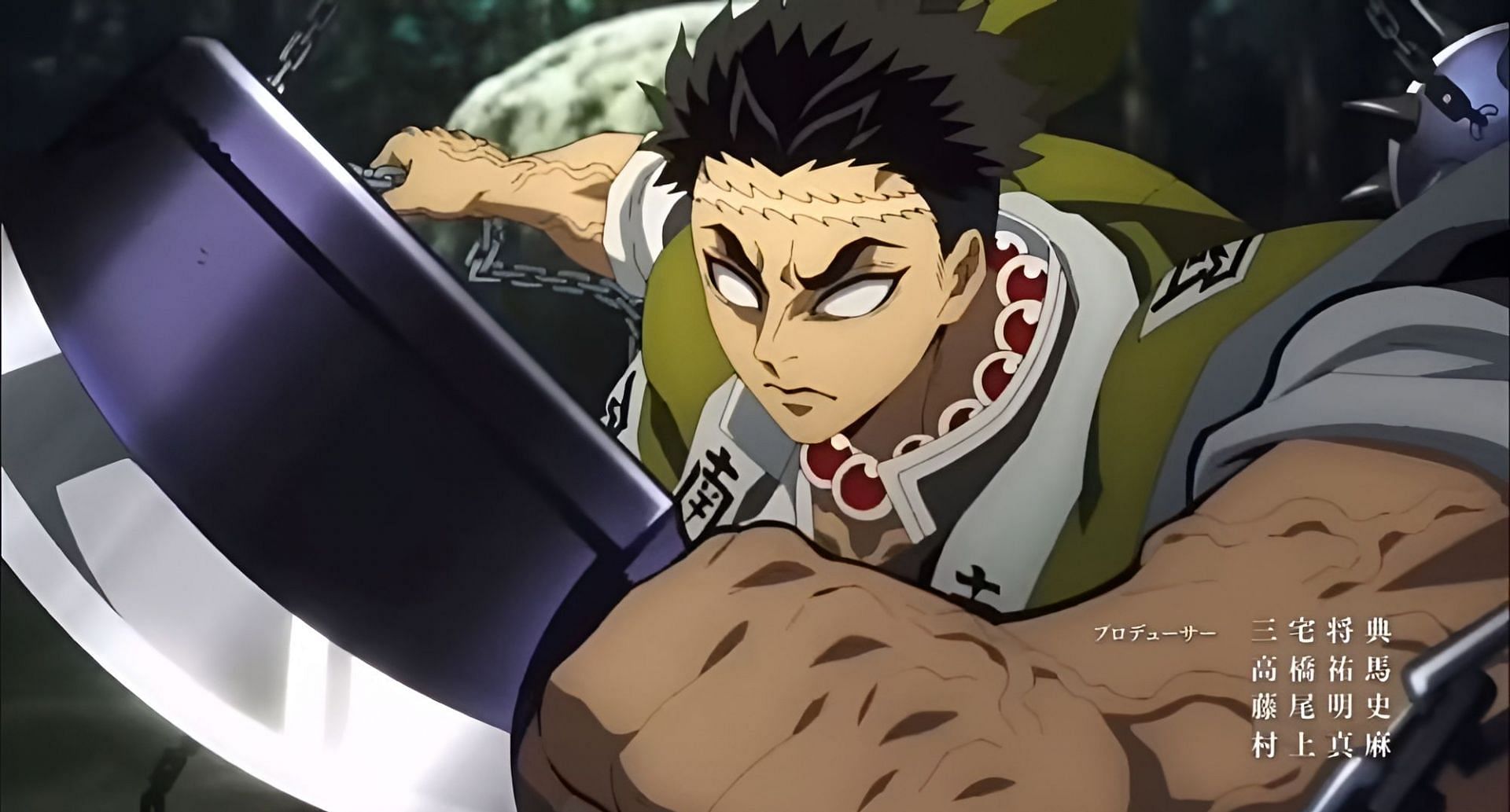 Gyomei Himejima as seen in the Demon Slayer Hashira Training opening (Image via Ufotable)