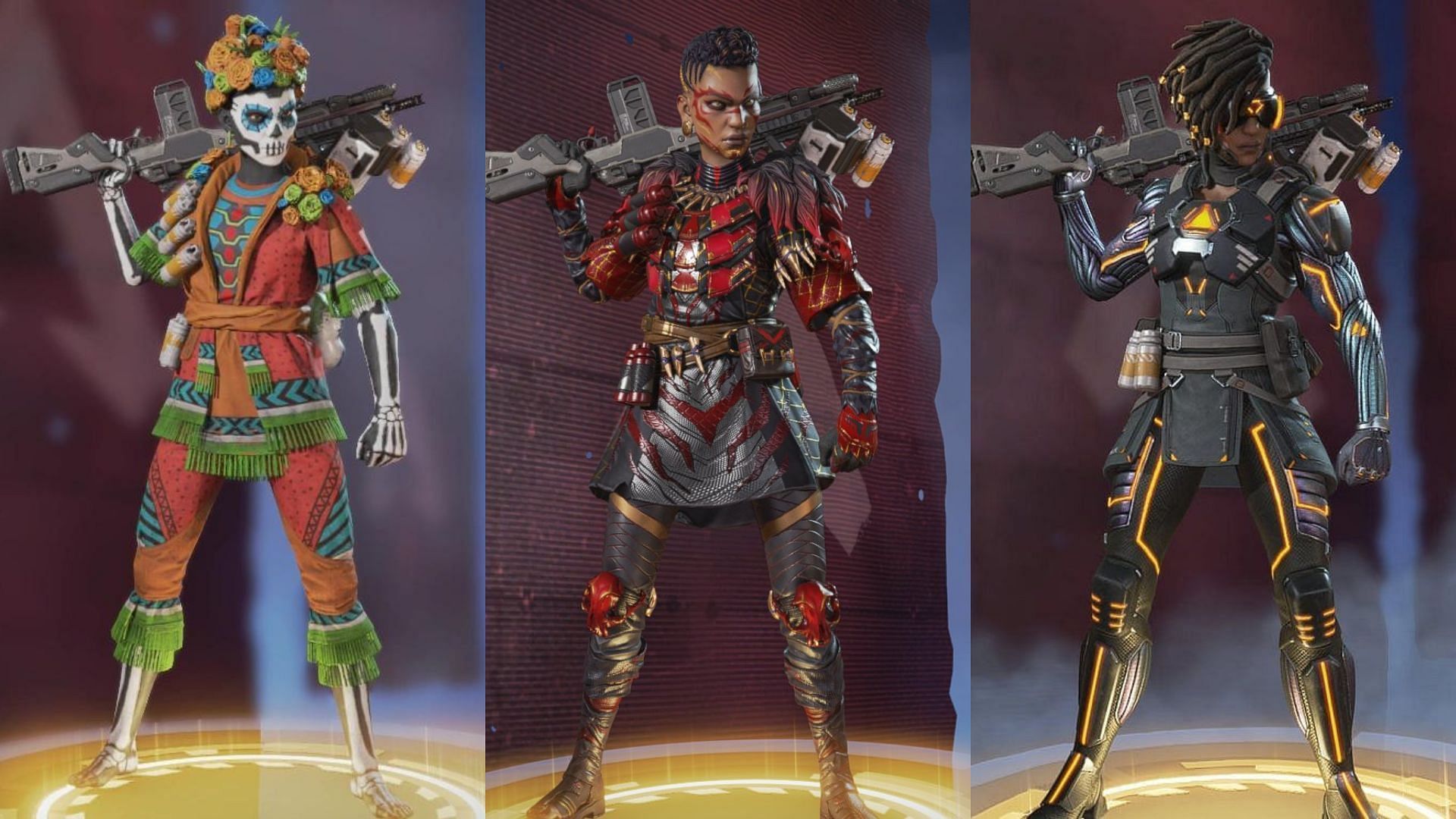 A list of Bangalore skins in Apex Legends (Image via EA)