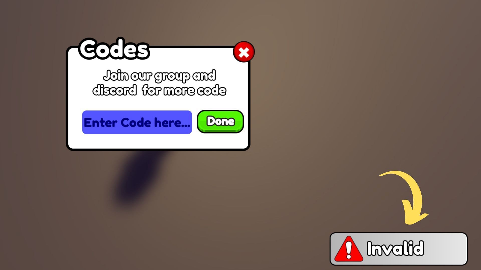 Arcade Punch Simulator invalid code issue (Image via Roblox || Sportskeeda)