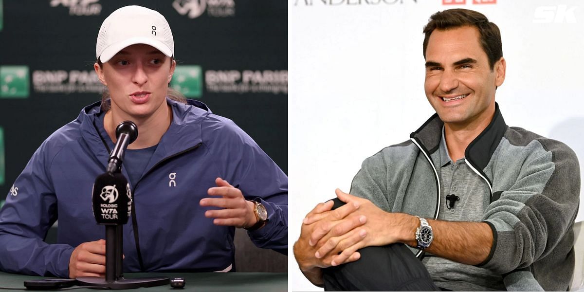 Iga Swiatek (L) and Roger Federer (R)