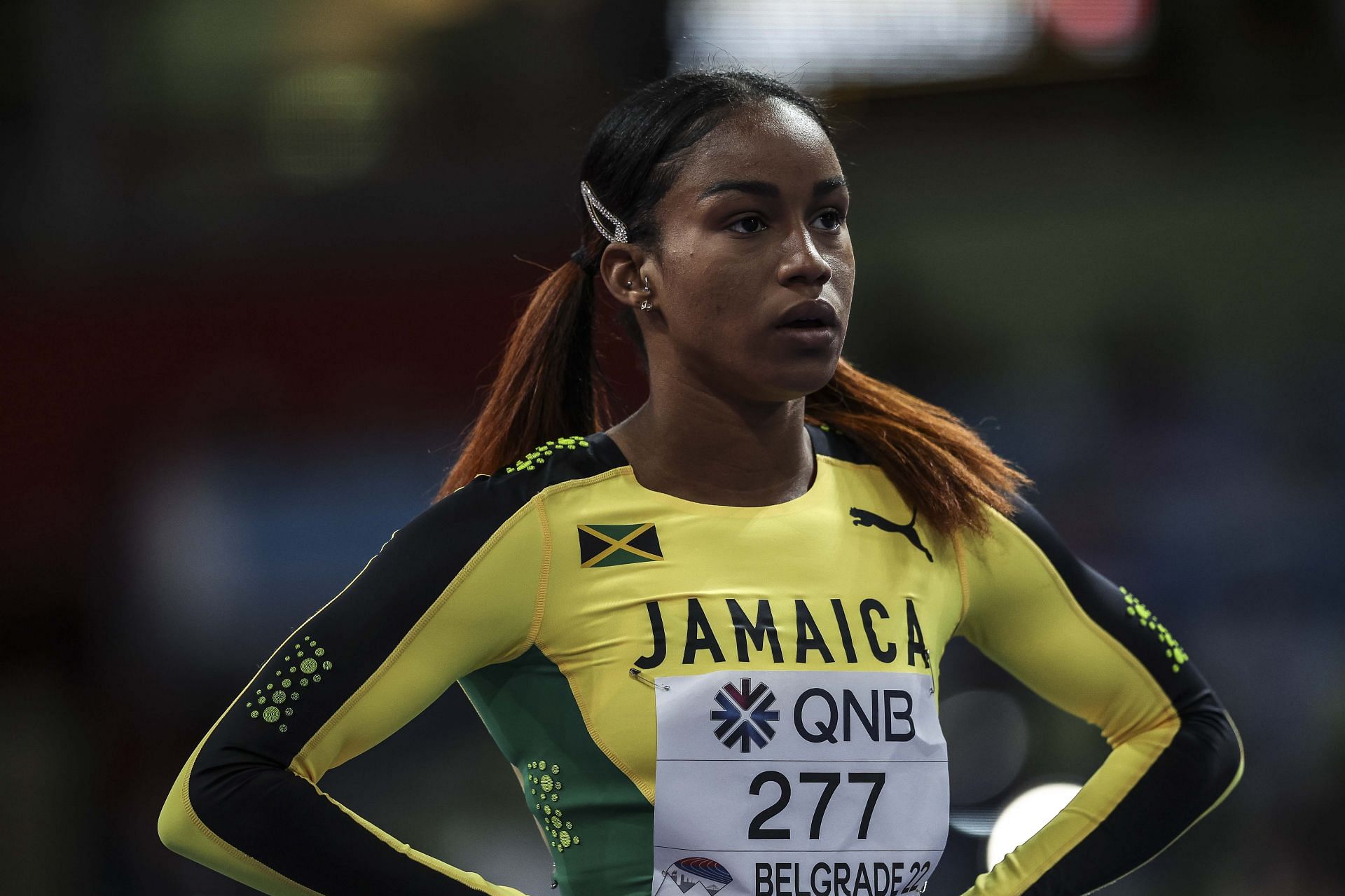 Briana Williams at the World Athletics Indoor Championships Belgrade 2022. (Photo by Maja Hitij/Getty Images for World Athletics)