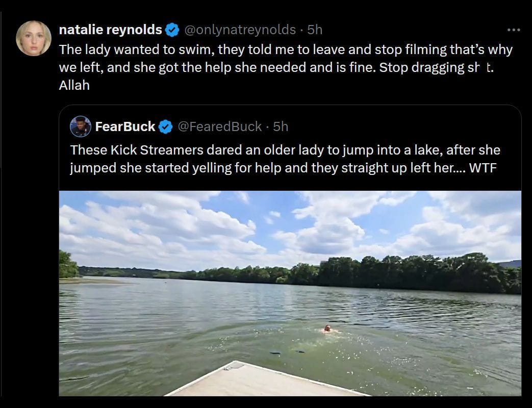 Natalie Reynolds responds to online backlash for not helping the woman