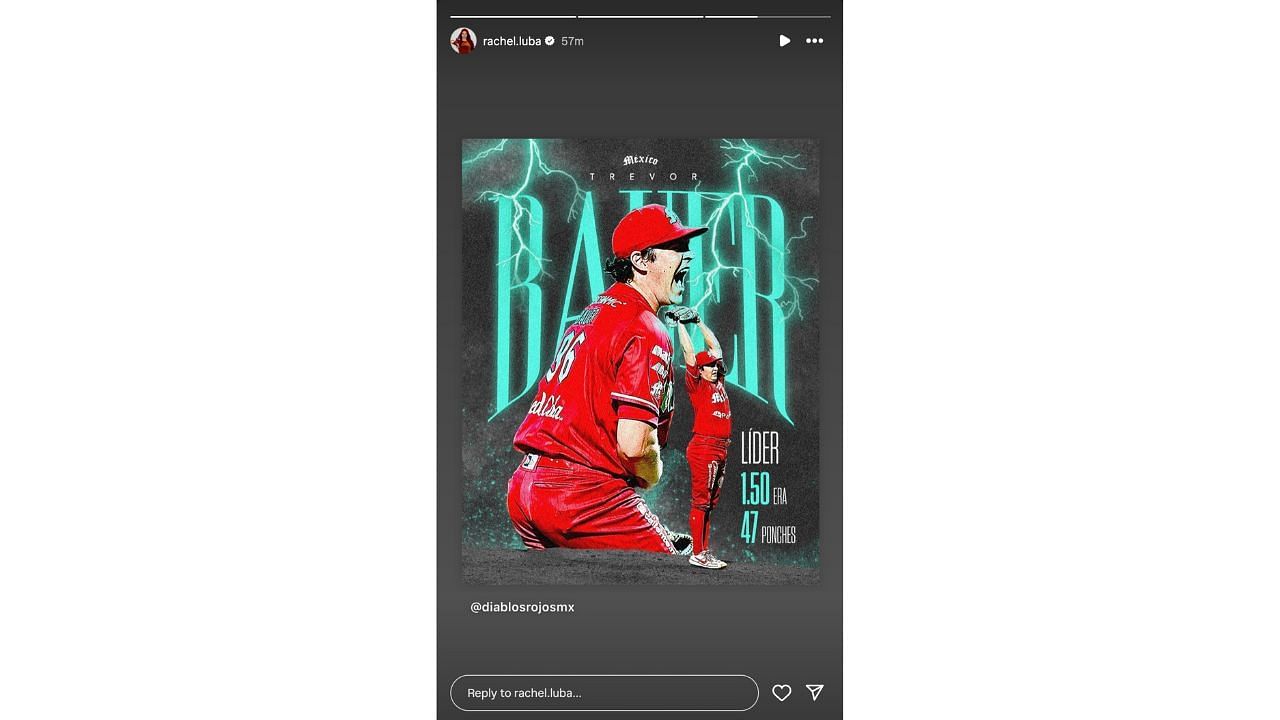 Rachel Luba hyped up Trevor Bauer&#039;s performance on her Instagram story