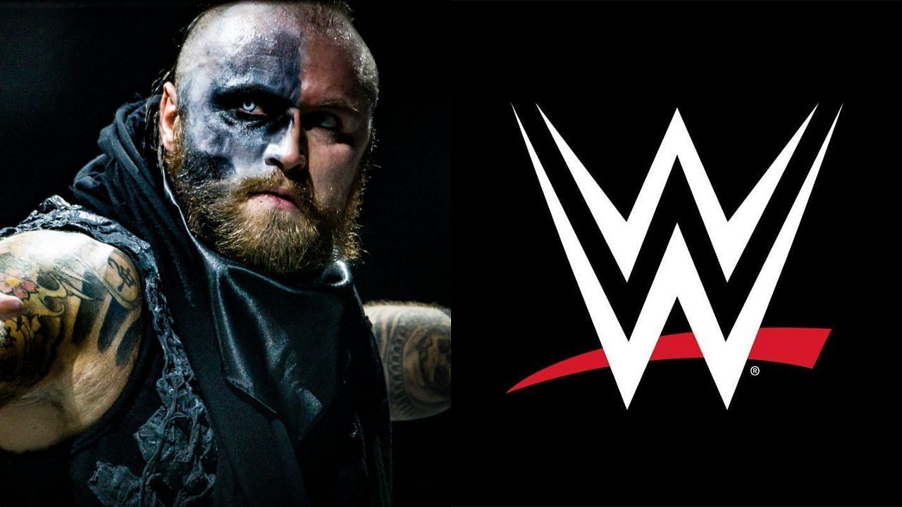 Malakai Black (left) and WWE logo (right)