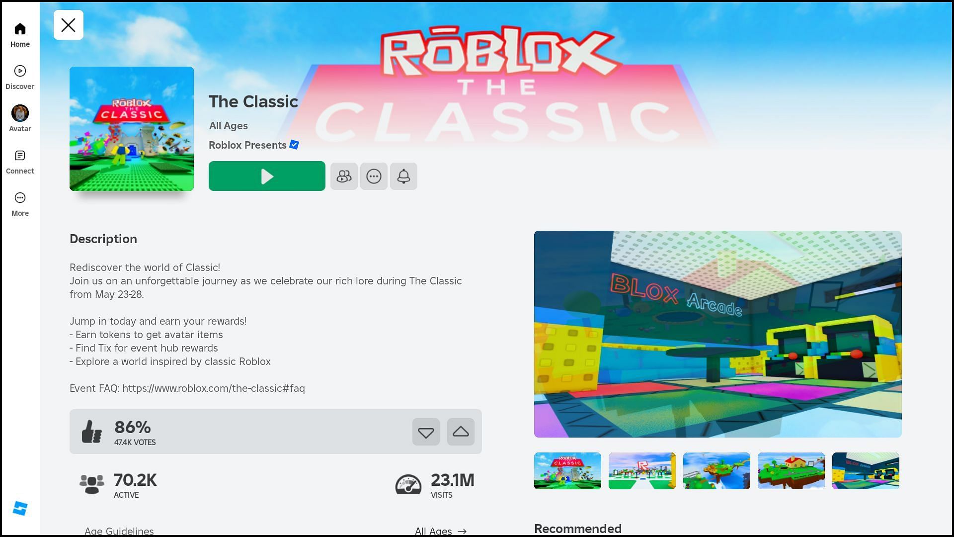 One can search for The Classic experience (Image via Roblox || Sportskeeda)