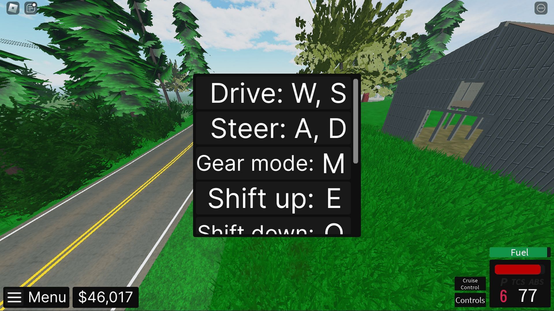 The in-game controls in Off-Roading Epic (Image via Roblox)