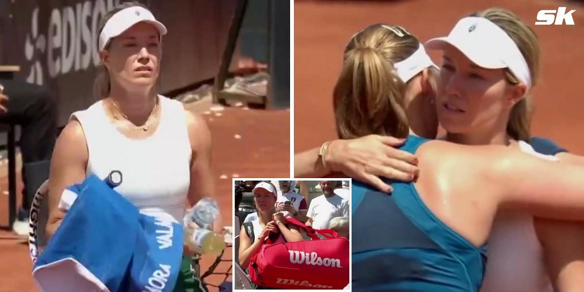 Danielle Collins lends Anna Blinkova a helping hand during Italian Open 2R