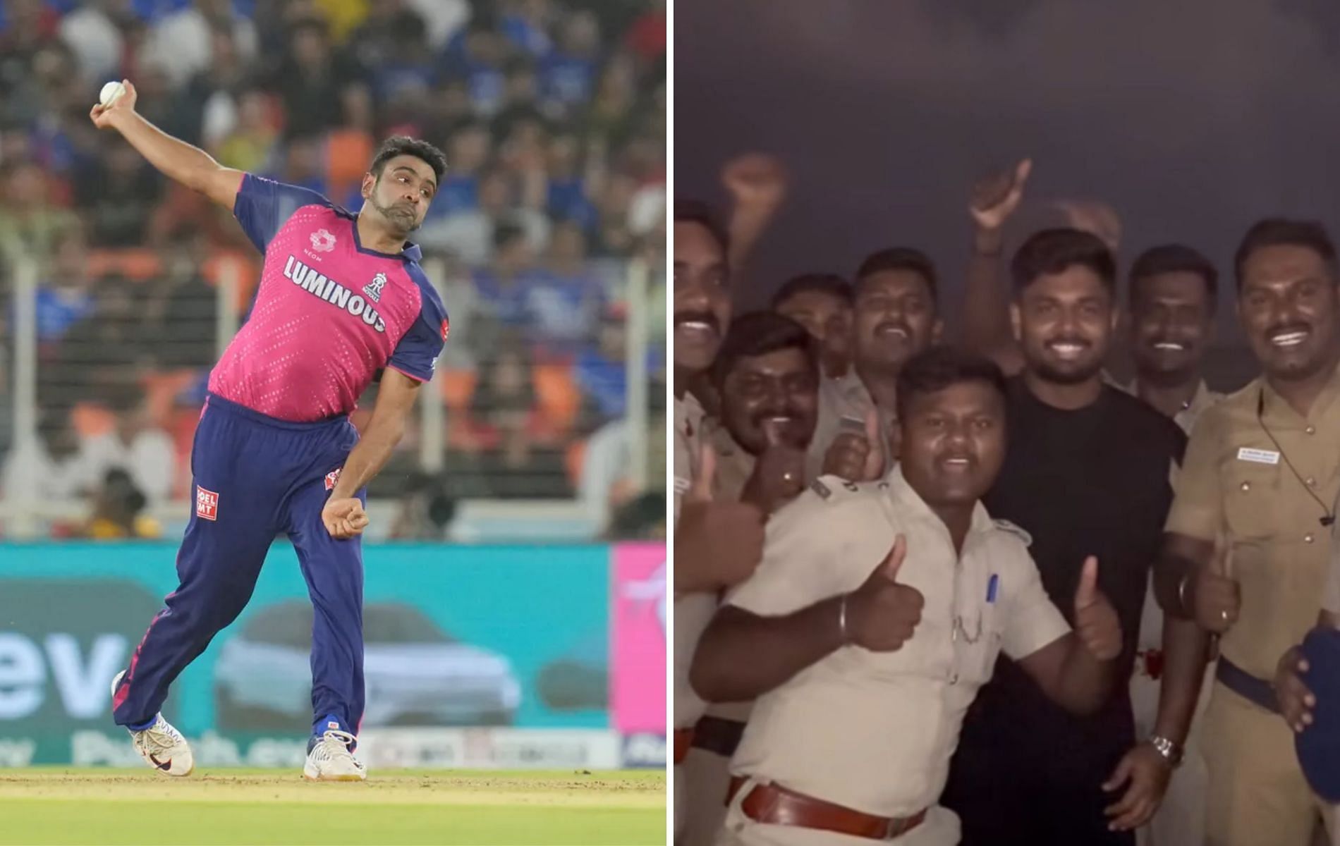 Ravichandran Ashwin in action (L) 