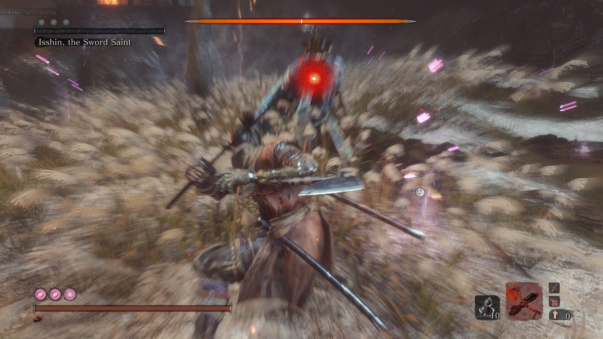 After defeating Owl, defeat Isshin to get to the final steps of Sekiro&#039;s Purification ending (Image via FromSoftware)