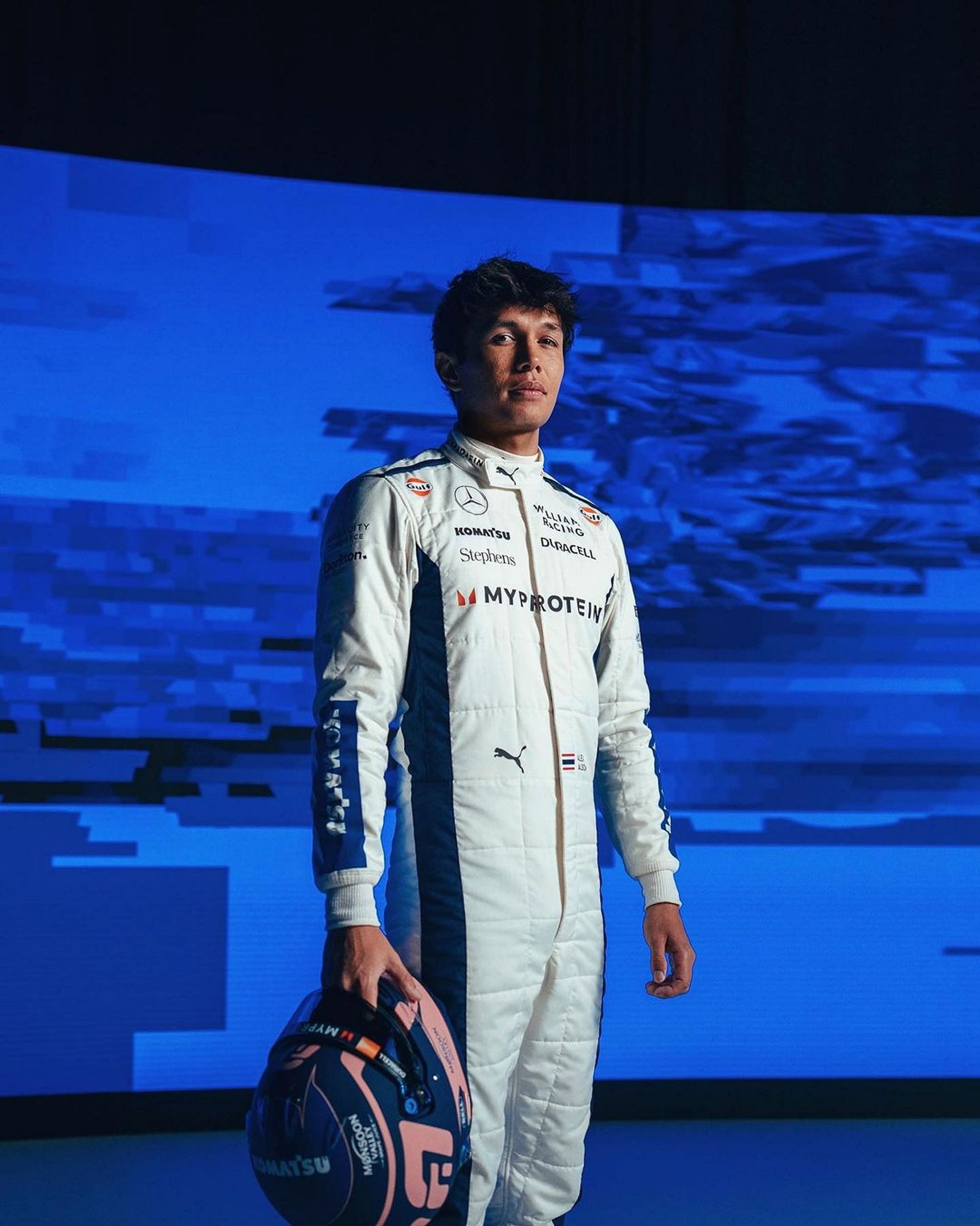 Alex Albon styles up for the 2024 Formula 1 season.