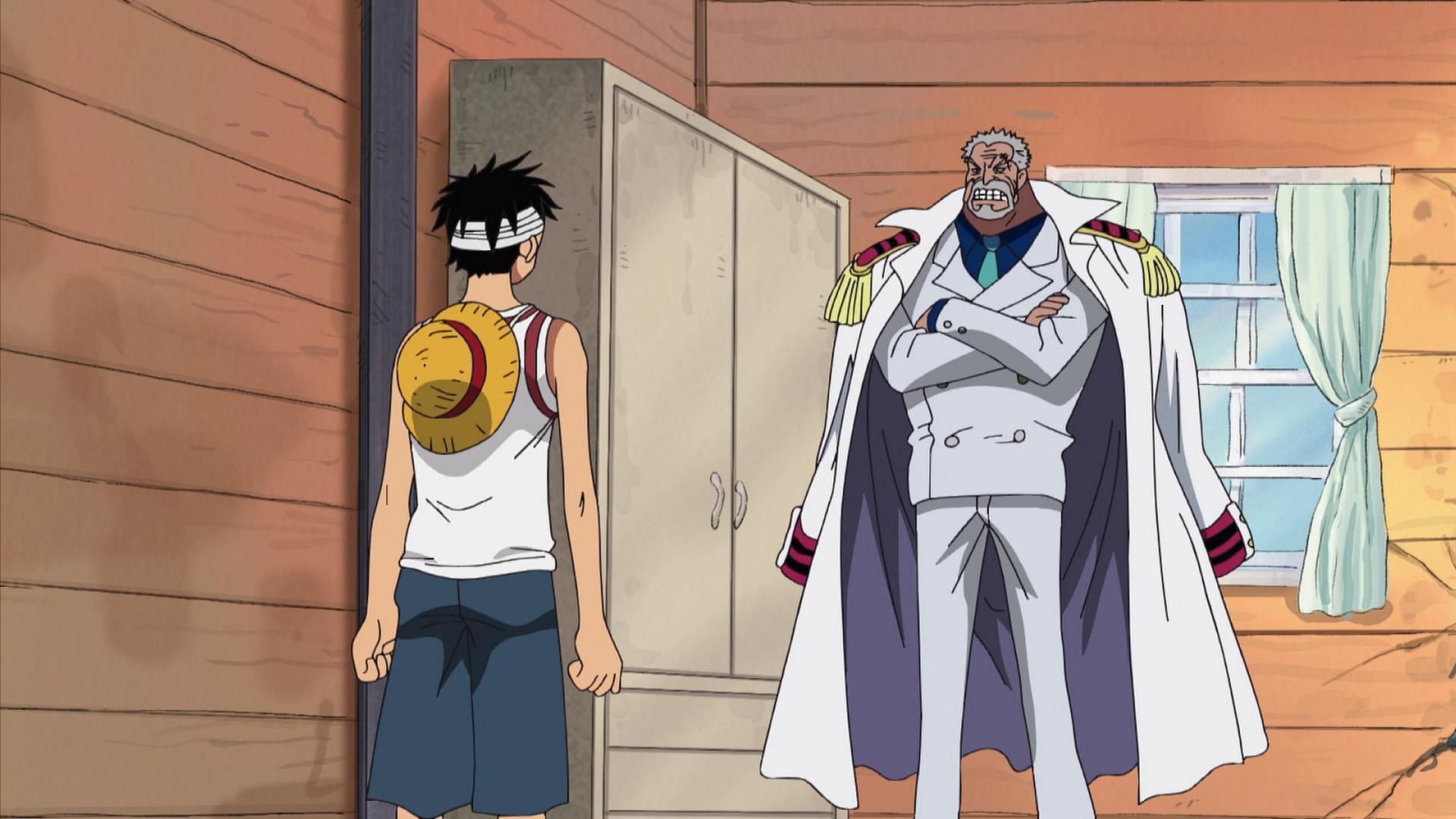 Luffy and Garp as seen in the series (Image via Toei Animation)