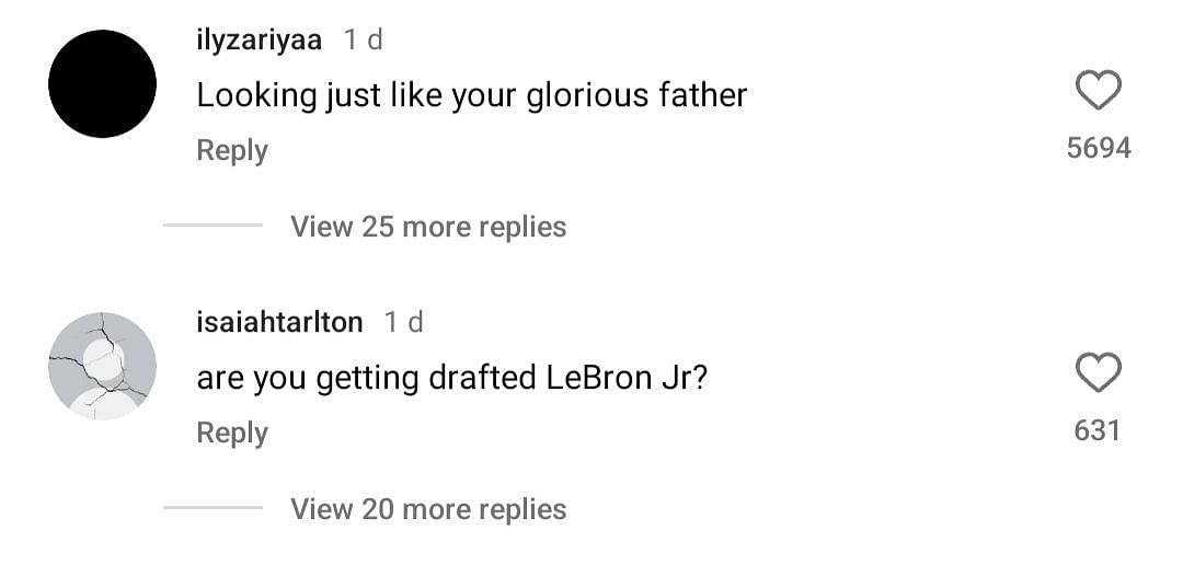 Bronny&#039;s IG comment section