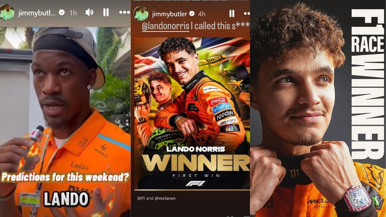 Jimmy Butler showed off his correct prediction about Lando Norris winning the Miami Grand Prix on Sunday.