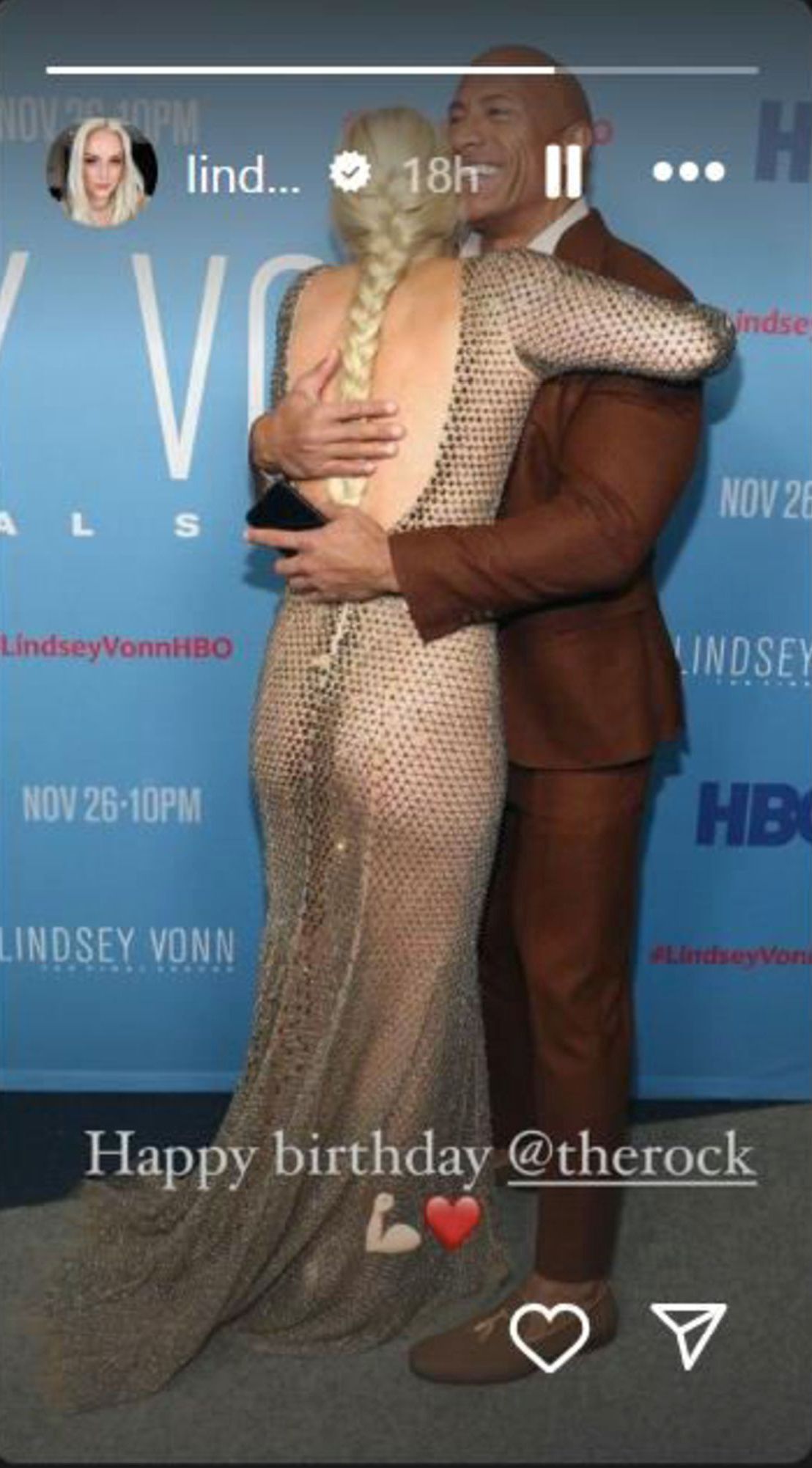 Lindsey Vonn wishes Dwayne Johnson happy birthday