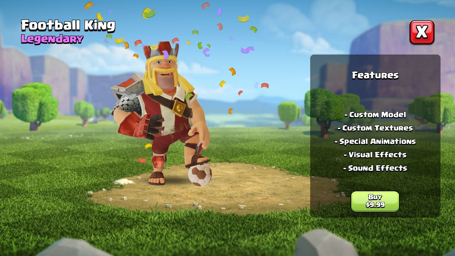 Football King Hero skin features a unique design (Image via Supercell)