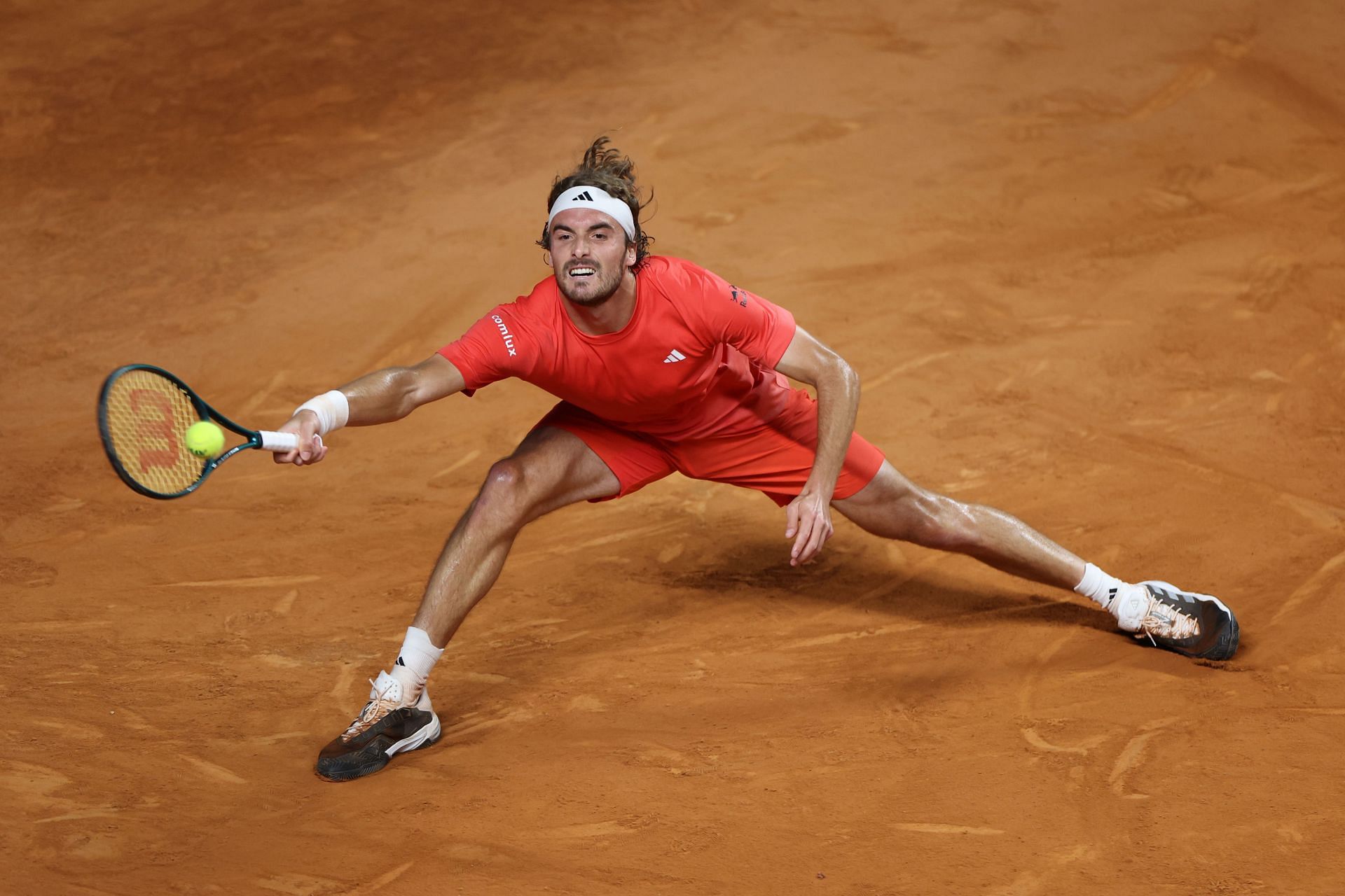 Stefanos Tsitsipas in action at the 2024 Italian Open.