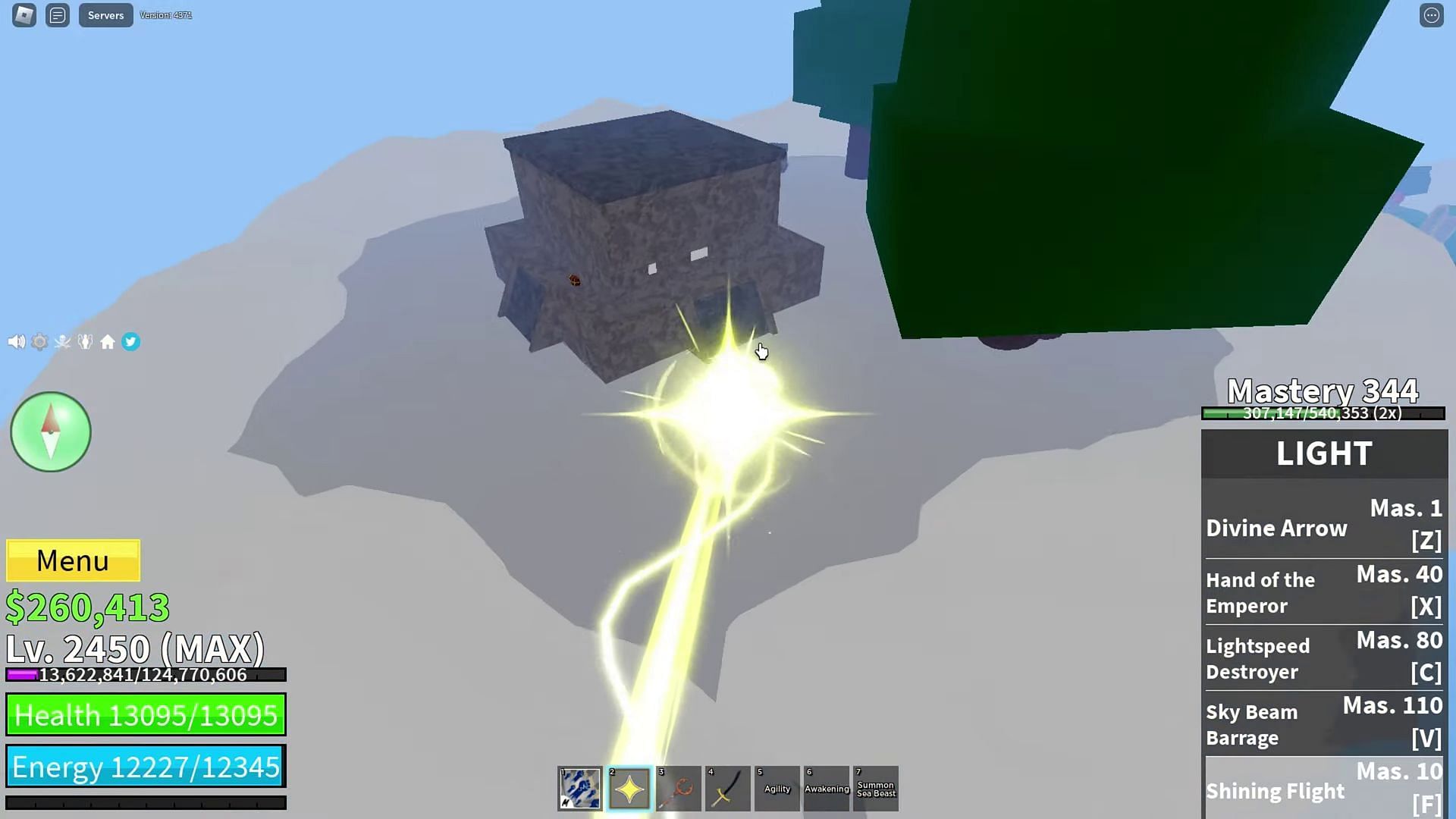 The temple in Upper Skylands (Image via Roblox || MineBlox on YouTube)
