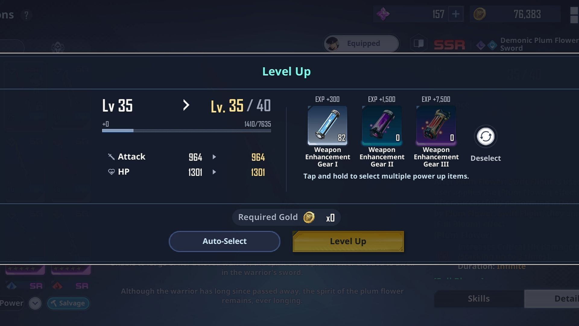 You can upgrade SSR weapons with Weapon Enhancement Gears. (Image via Netmarble)