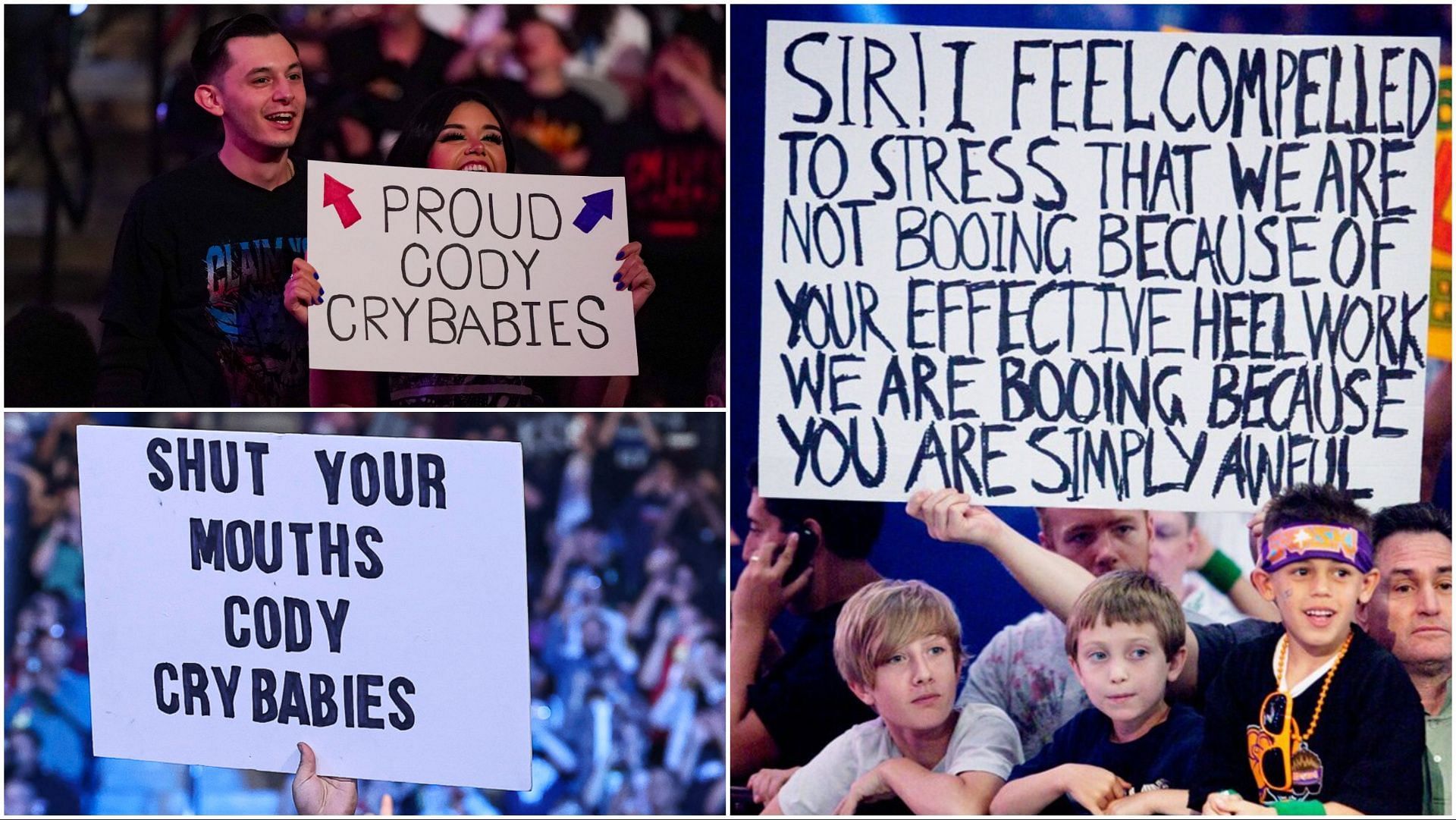 The WWE Universe with their fan signs at various events