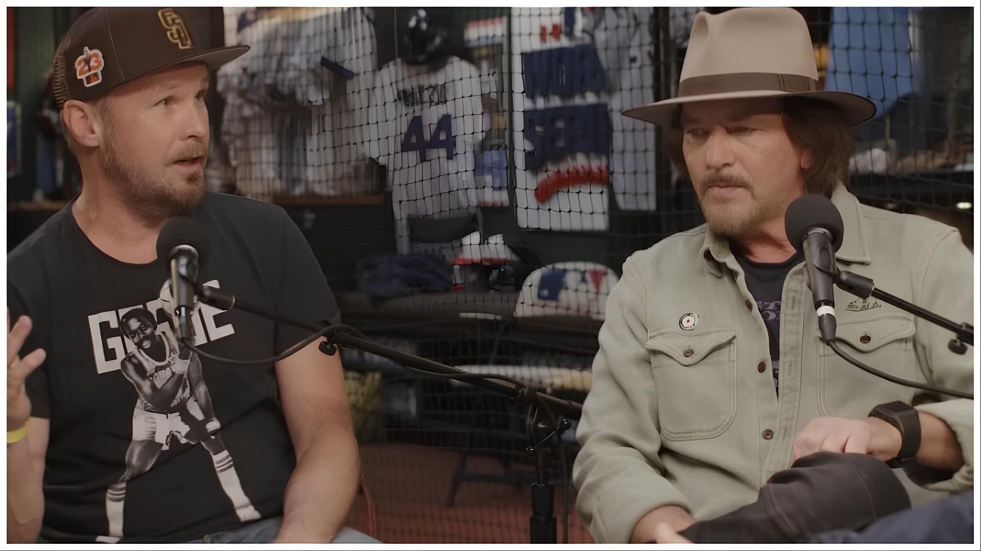 Jeff Ament and Eddie Vedder at The Bill Simmons Podcast, (Image via Bill Simmons/YouTube)