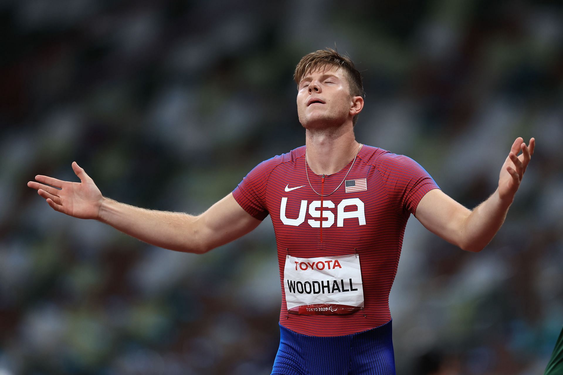 Hunter Woodhall is seen before competing in the Men&#039;s 400m - T62 Final on day 10 of the Tokyo 2020 Paralympic Games at the Olympic Stadium on September 03, 2021 in Tokyo, Japan. (Photo by Buda Mendes/Getty Images)