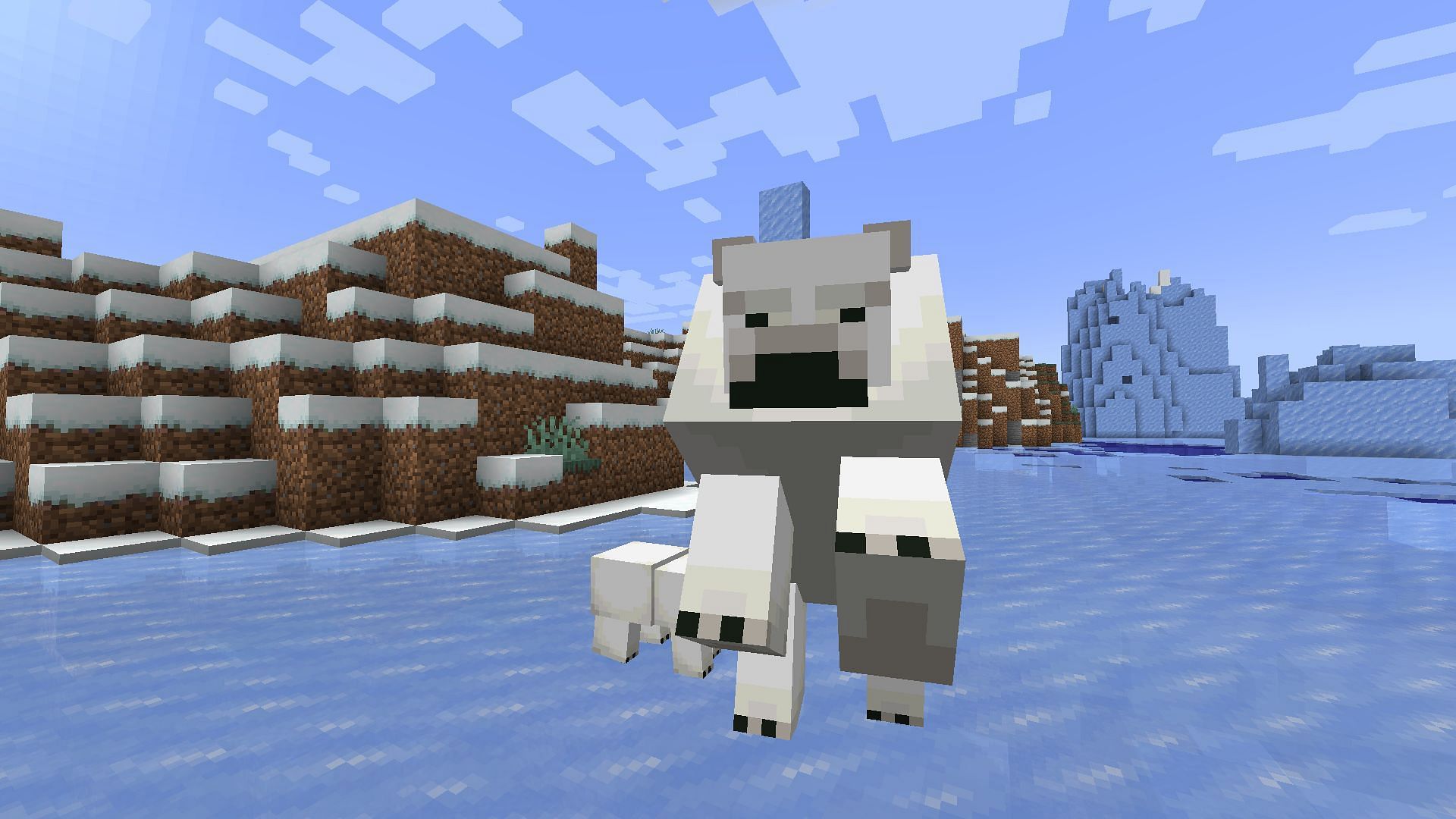 Polar bears are neutral mobs that hardly drop any XP and raw cod and salmon (Image via Mojang Studios)