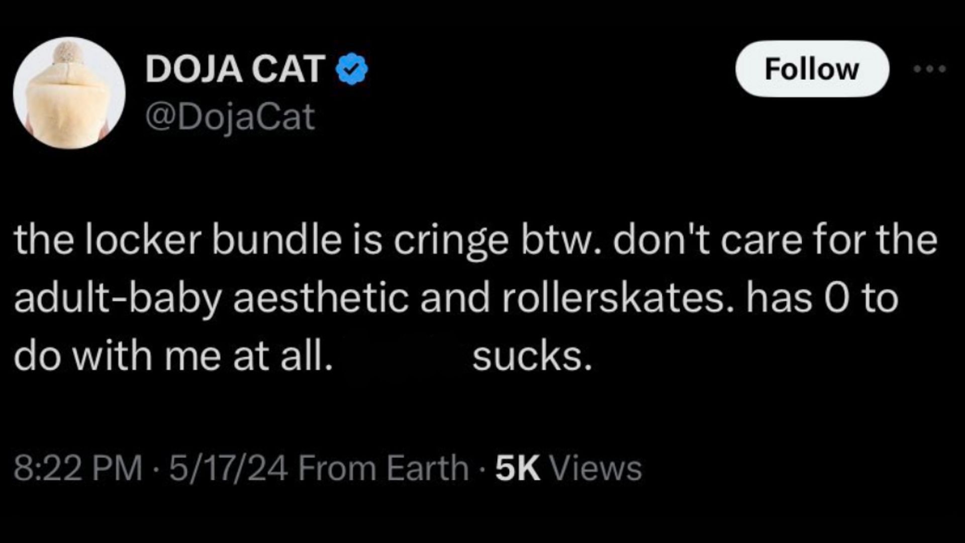 Doja Cat&#039;s tweet about DahjaCat&#039;s Locker Bundle (X/@makunijiiro)