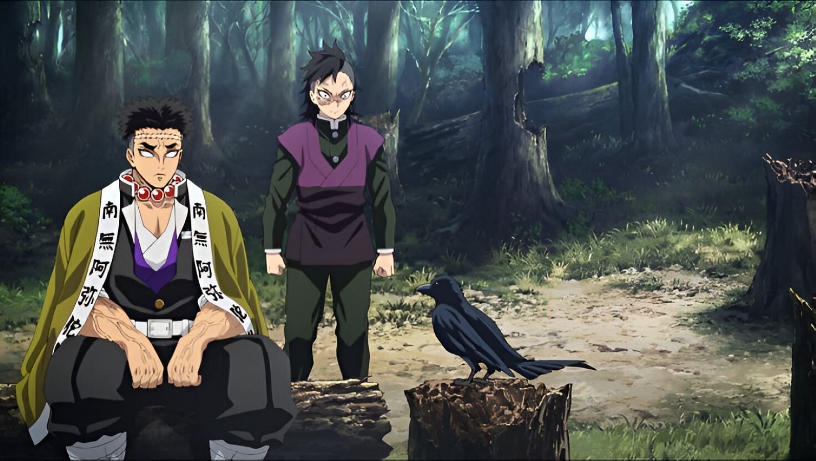 Gyomei&#039;s Kasugai crow as seen in the anime series (Image via Ufotable)