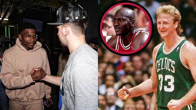 "Time is a flat circle" - NBA fans comically relate Anthony Edwards-Luka Doncic link-up to MJ-Bird "You b*tch, f**k you" exchange