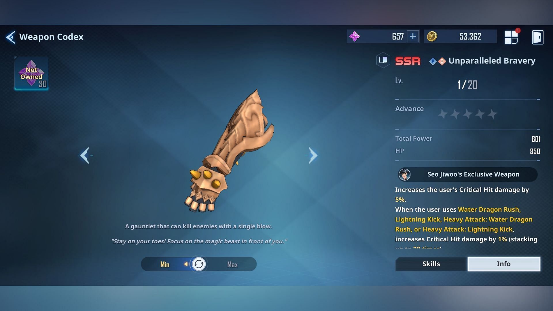 Best weapons for Seo Jiwoo in Solo Leveling Arise. (Image via Netmarble)