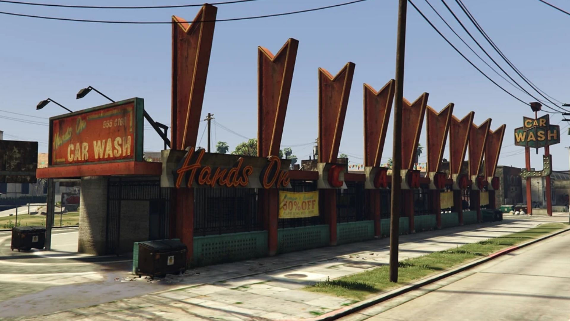 A screenshot of the Hands On car wash in Grand Theft Auto 5 (Image via GTA Wiki)