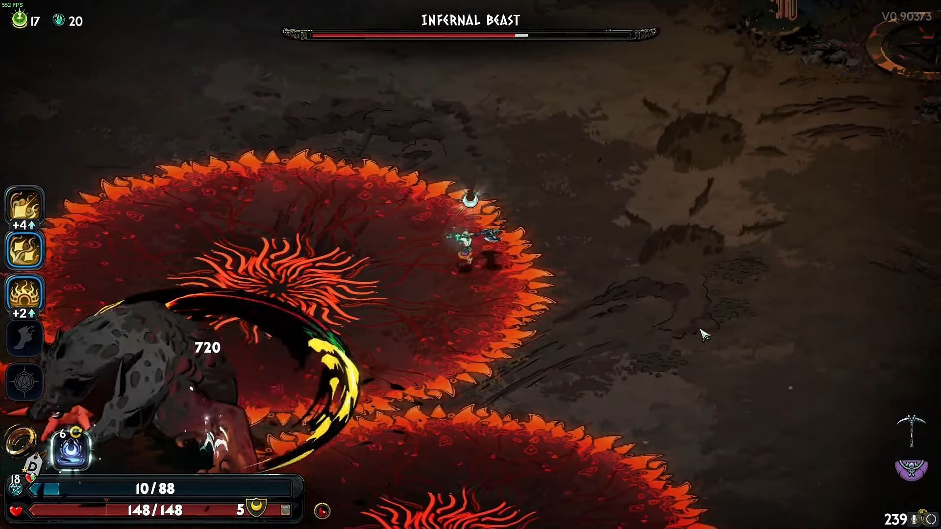 Dodging his AOE attacks and using long-range weapons or spells is the key to victory in phase 1 (Image via Supergiant Games || YouTube @Johnnie&#039;s Here)